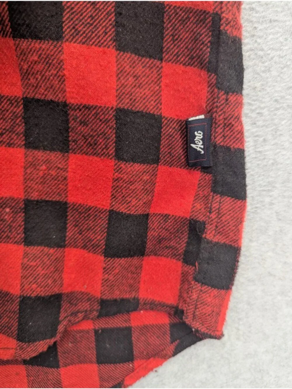 Aeropostale Shirt Mens Medium Red Black Plaid Flannel Hooded Button Up Casual